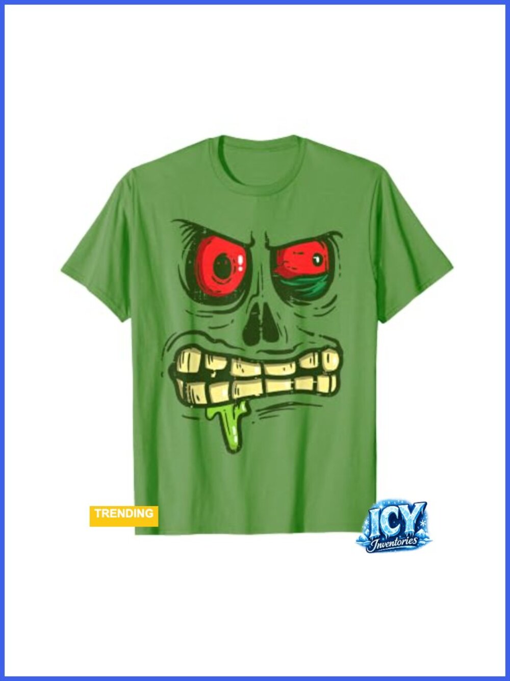 Halloween Zombie Monster Face Graphic Tee Short Sleeve Kids Costume T-Shirt